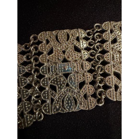 Marcasite silver toned Belt with interconnected metallic panels 38” main image 7